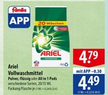 Ariel Vollwaschmittel Angebote bei famila Nordost Stralsund für 4,79 €