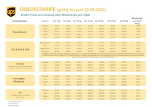 UPS Prospekt für München: "Tariftabelle und Serviceleistungen", 3 Seiten, 01.01.2025 - 23.03.2025