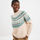 Pull col rond jacquard manches longues beige clair femme dans le catalogue La Halle