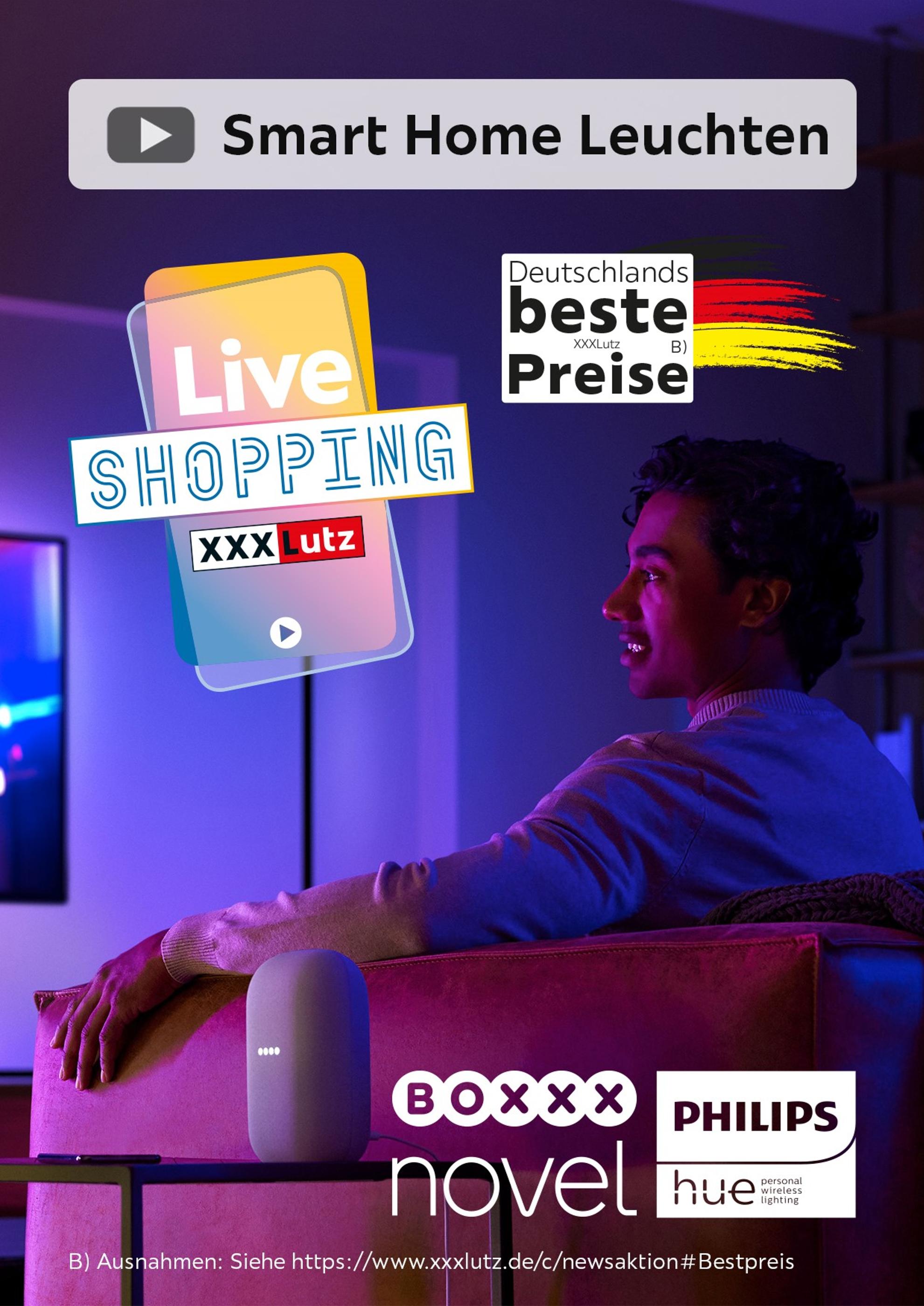 XXXLutz Möbelhäuser Prospekt für Bergheim mit 1 Seite XXXLutz Möbelhäuser Prospekt für Bergheim: "Smart Home Leuchten", 1 Seite, 26.01.2022 - 27.01.2022