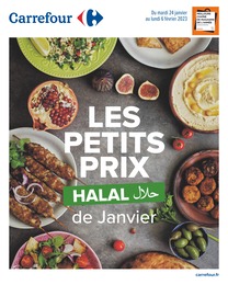 Prospectus Carrefour, "Les petits prix Halal de janvier",  pages, 24/01/2023 - 06/02/2023