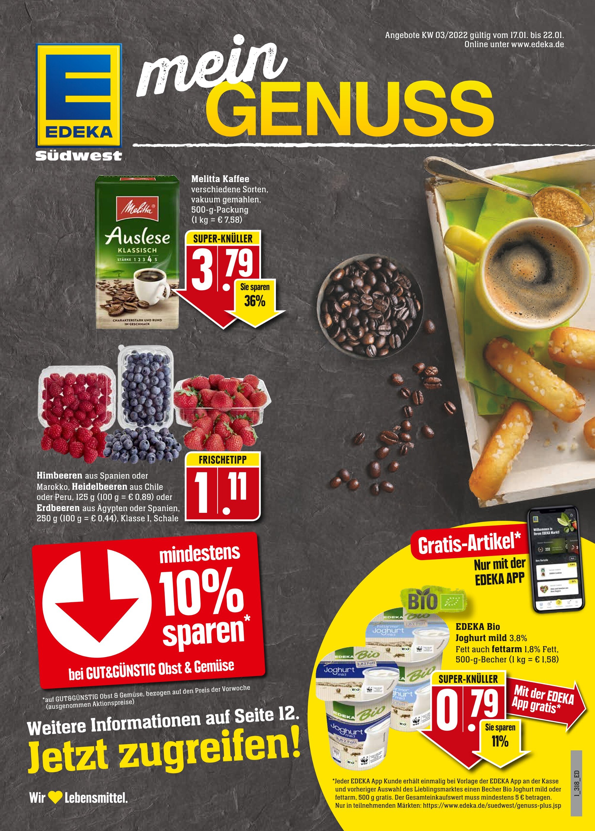 EDEKA Prospekt für Memmingen mit 40 Seiten EDEKA Prospekt für Memmingen: "Top Angebote", 40 Seiten, 17.01.2022 - 22.01.2022