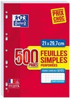 Feuilles simples perforées 500 feuilles 90 g grands carreaux - OXFORD en promo chez Cora Aulnay-sous-Bois à 4,98 €