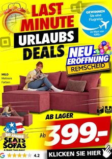 Aktueller Seats and Sofas Prospekt für Hückeswagen (Schloss-Stadt) und Ungebung, Seite zum blättern Seats and Sofas Prospekt LAST MINUTE URLAUBS DEALS mit Seite in Hückeswagen (Schloss-Stadt) und Umgebung