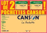 Lot de 2 pochettes papier à dessin A4 12 feuilles - Canson à 2,39 € dans le catalogue Intermarché Hyper