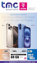 TMC Sauerland GmbH Prospekt für Menden: "BEREIT FÜR DIE NÄCHSTE GENERATION? Die neue iPhone 16 Serie: Jetzt bei uns verfügbar.", 8 Seiten, 01.10.2024 - 31.10.2024