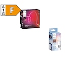 Hue Flux Gradient Lightstrip, 4m, lebendige Farben und Atmosphäre, Chromasync™-Farbmischung + Philips Essential E27 smarte LED Lampe, Bundle RGBWWIC von PHILIPS im aktuellen MediaMarkt Saturn Prospekt für 79,00 €