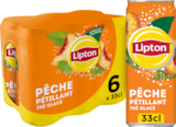 THÉ GLACÉ PETILLANT PÊCHE CANETTES LIPTON - LIPTON en promo chez Auchan Hypermarché THÉ GLACÉ PETILLANT PÊCHE CANETTES LIPTON - LIPTON dans le catalogue Auchan Hypermarché