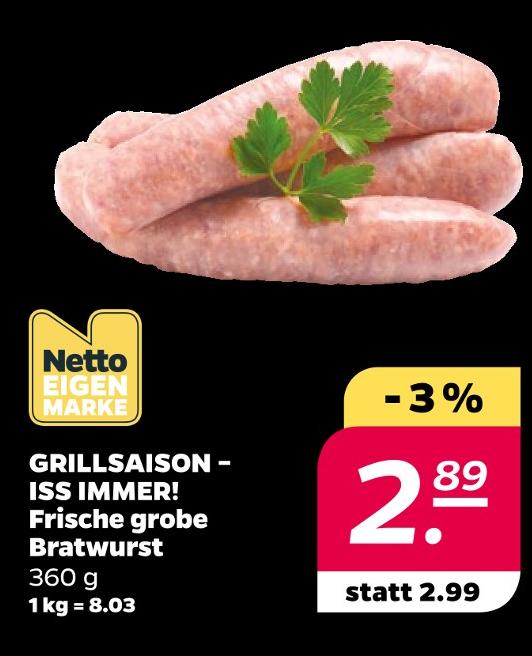 Frische grobe Bratwurst