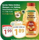 Wahre Schätze Shampoo im Angebot bei GLOBUS in Amberg Wahre Schätze Shampoo Angebote von Garnier bei GLOBUS Amberg für 1,89 €