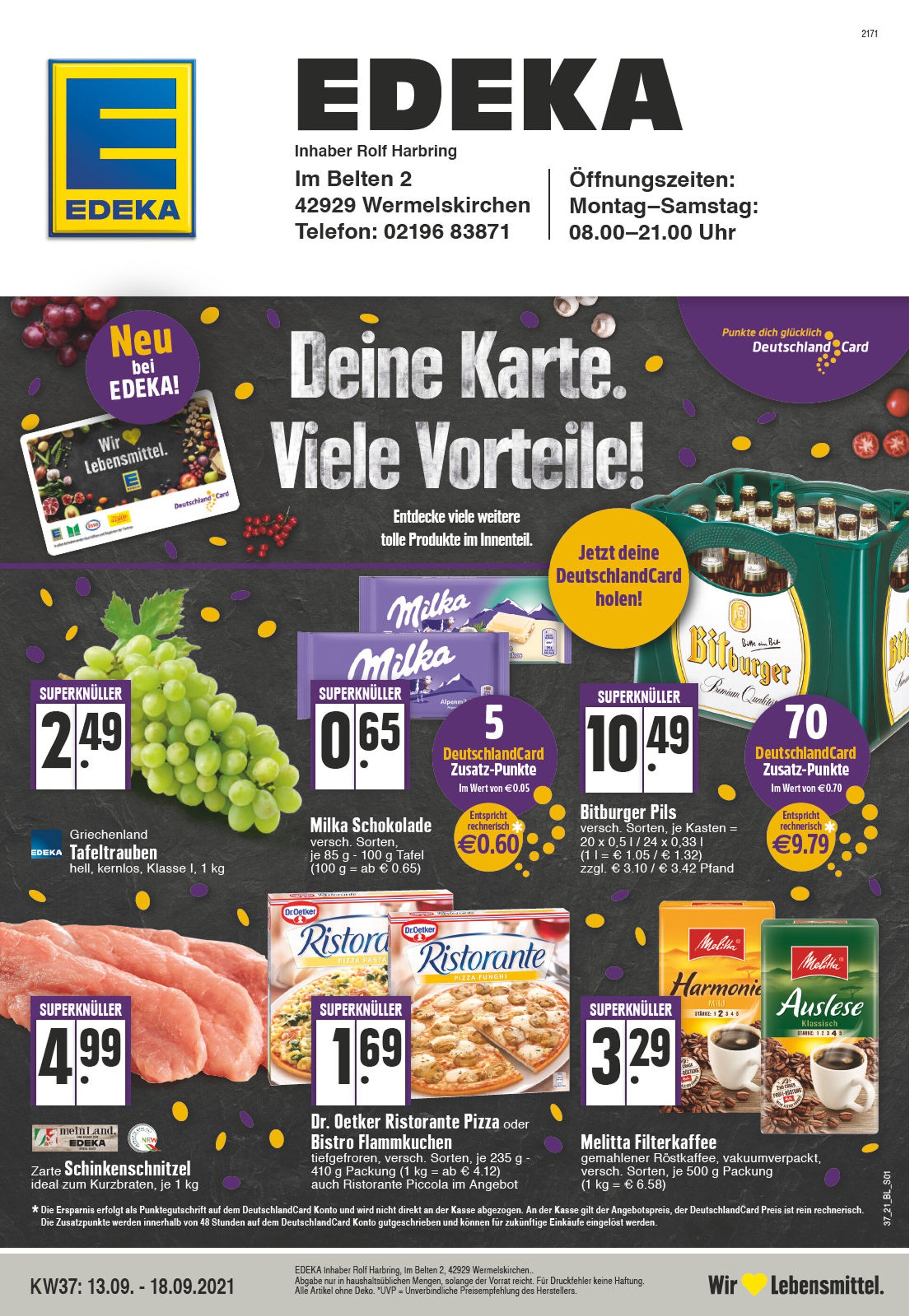 EDEKA Prospekt für Wermelskirchen mit 32 Seiten EDEKA Prospekt für Wermelskirchen: "Aktuelle Angebote", 32 Seiten, 13.09.2021 - 18.09.2021