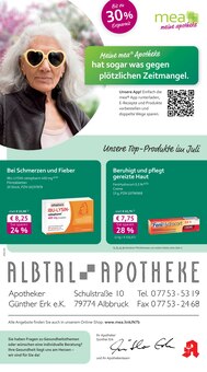Aktueller mea - meine apotheke Prospekt (Albbruck, 4 Seiten zum blÀttern mea - meine apotheke Prospekt Unsere Juli-Angebote mit 4 Seiten