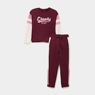 Ensemble jogging sweat et pantalon coton bordeaux fille - La Halle Ensemble jogging sweat et pantalon coton bordeaux fille à 25,99 € dans le catalogue La Halle