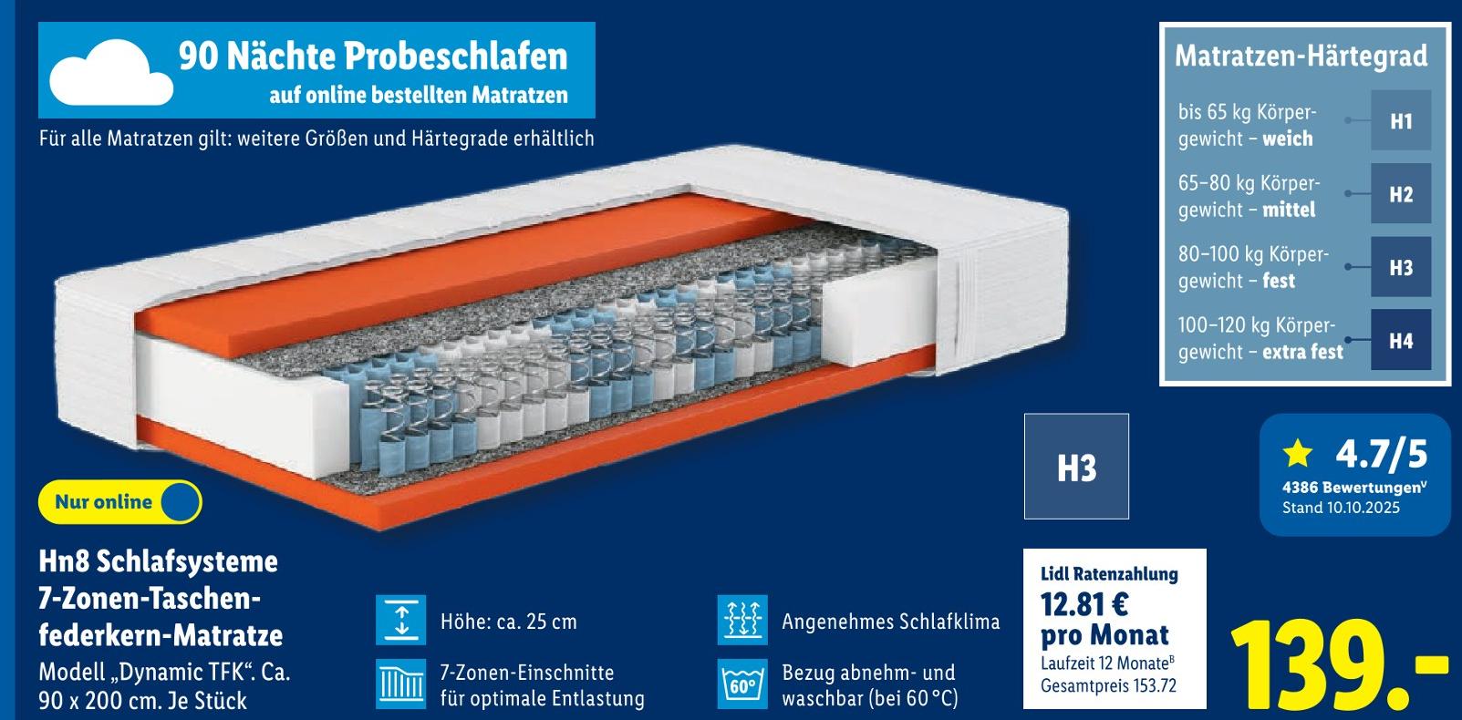 7-Zonen-Taschenfederkern-Matratze