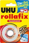 Rollafix - Ruban adhésif avec dévidoir - transparent - 19 mm x 30 m (25m + 5m offert) - UHU dans le catalogue Bureau Vallée