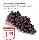 Tafeltrauben dunkel kernlos im Angebot bei GLOBUS in Duisburg Tafeltrauben dunkel kernlos Angebote bei GLOBUS Duisburg für 1,59 €