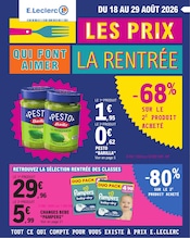 Prospectus Supermarchés E.Leclerc en cours à Vinneuf et alentours, "LES PRIX QUI FONT AIMER LA RENTRÉE", 39 pages, 18/08/2026 - 29/08/2026 Catalogue Supermarchés E.Leclerc en cours à Vinneuf et alentours, "LES PRIX QUI FONT AIMER LA RENTRÉE", 39 pages, 18/08/2026 - 29/08/2026