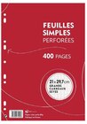 Feuilles blanches perforées grands carreaux dans le catalogue Carrefour