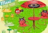 Set de jardin enfant avec 2 chaises et 1 table avec parasol dans le catalogue Maxi Bazar