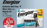 Batterien MAX Plus Angebote von Energizer bei V-Markt Augsburg für 5,55 €