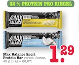 Sport Protein Bar Bananen-Geschmack im Angebot bei E center in Offenbach Sport Protein Bar Bananen-Geschmack Angebote von Max Balance bei E center Offenbach für 1,29 €