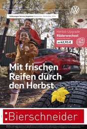 Aktueller Volkswagen Werkstatt & Auto Prospekt in Gerstetten und Umgebung, "Mit frischen Reifen durch den Herbst" mit 1 Seite, 01.09.2024 - 30.11.2024