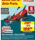 Aktuelle Rasenmäher Angebote bei toom Baumarkt in Koblenz Aktuelles Akku-Rasenmäher „Rasarro 36/250“ Angebot bei toom Baumarkt in Koblenz ab 189,99 €