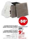 Coffre pouf pliable effet velours cotele en promo chez Super U Clichy à 9,99 €