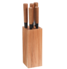5 couteaux de cuisine avec bloc acacia en promo chez Stokomani 5 couteaux de cuisine avec bloc acacia dans le catalogue Stokomani