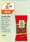 Bio Dinkel Mini Brezeln oder Mini Brezeln ohne Salz von ALNATURA für 0,89 € bei Müller im Angebot Bio Dinkel Mini Brezeln oder Mini Brezeln ohne Salz von ALNATURA im aktuellen Müller Prospekt