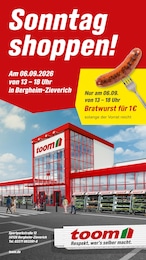 toom Baumarkt Prospekt "Sonntag shoppen!", 1 Seite, 06.09.2026 - 06.09.2026 Aktueller toom Baumarkt Prospekt, "Sonntag shoppen!", mit Angeboten der Woche, gültig von 06.09.2026 bis 06.09.2026
