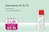 Aktuelle Nasenspray Angebote bei mea - meine apotheke in Regensburg Aktuelles Nasenspray AL 0,1 % Angebot bei mea - meine apotheke in Regensburg ab 2,95 €