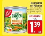 Junge Erbsen mit Möhrchen im EDEKA Prospekt Junge Erbsen mit Möhrchen von GUT&GÜNSTIG im aktuellen EDEKA Prospekt für 1,39 €