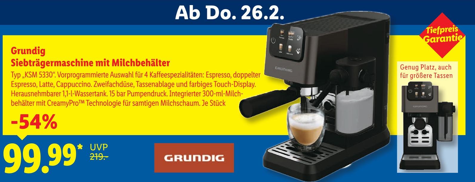 Siebträgermaschine mit Milchbehälter