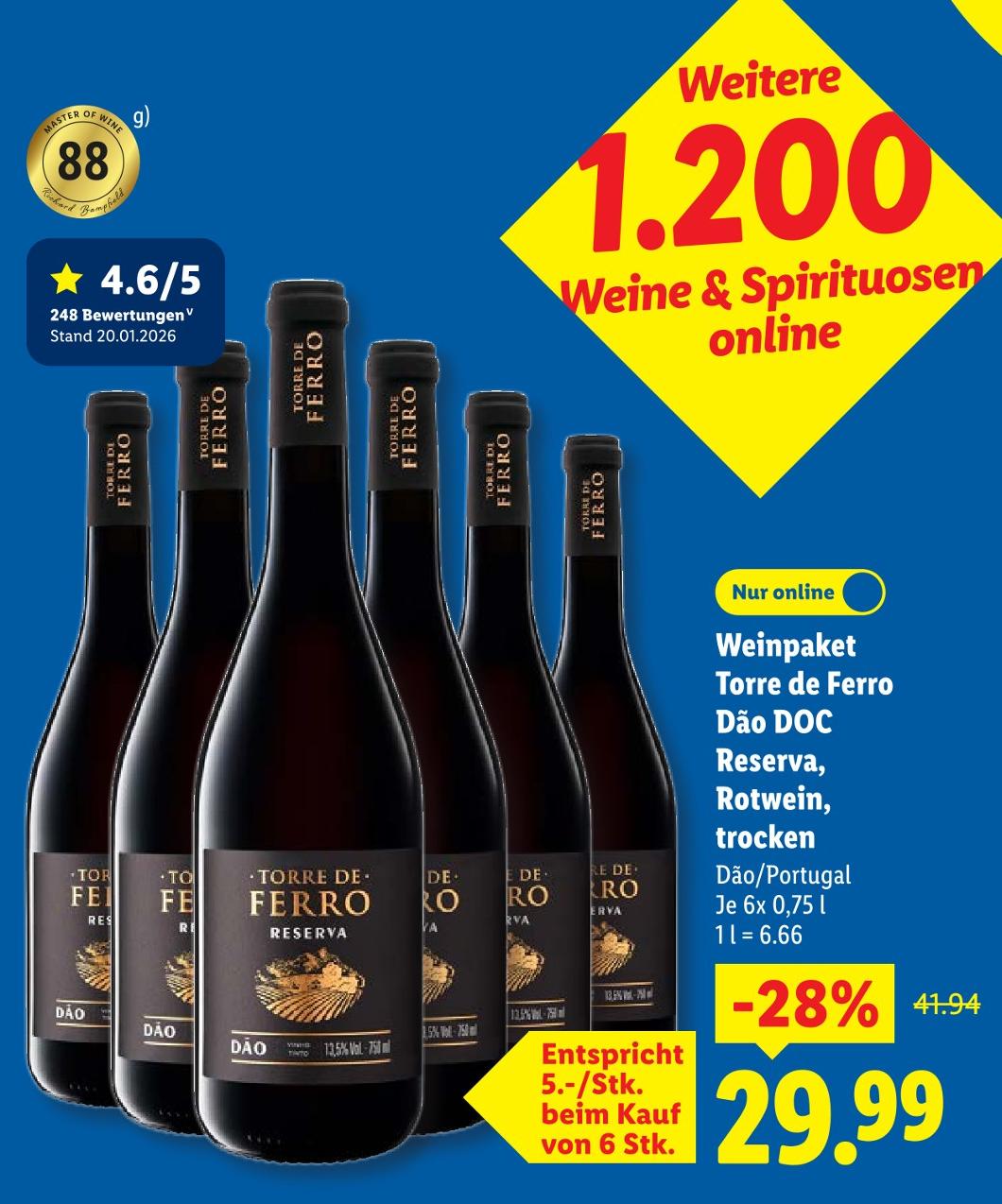 Weinpaket Torre de Ferro Dão DOC Reserva, Rotwein, trocken