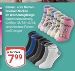 Damen- oder Herren-Sneaker-Socken im Wochentagdesign Angebote bei GLOBUS Speyer für 7,99 €