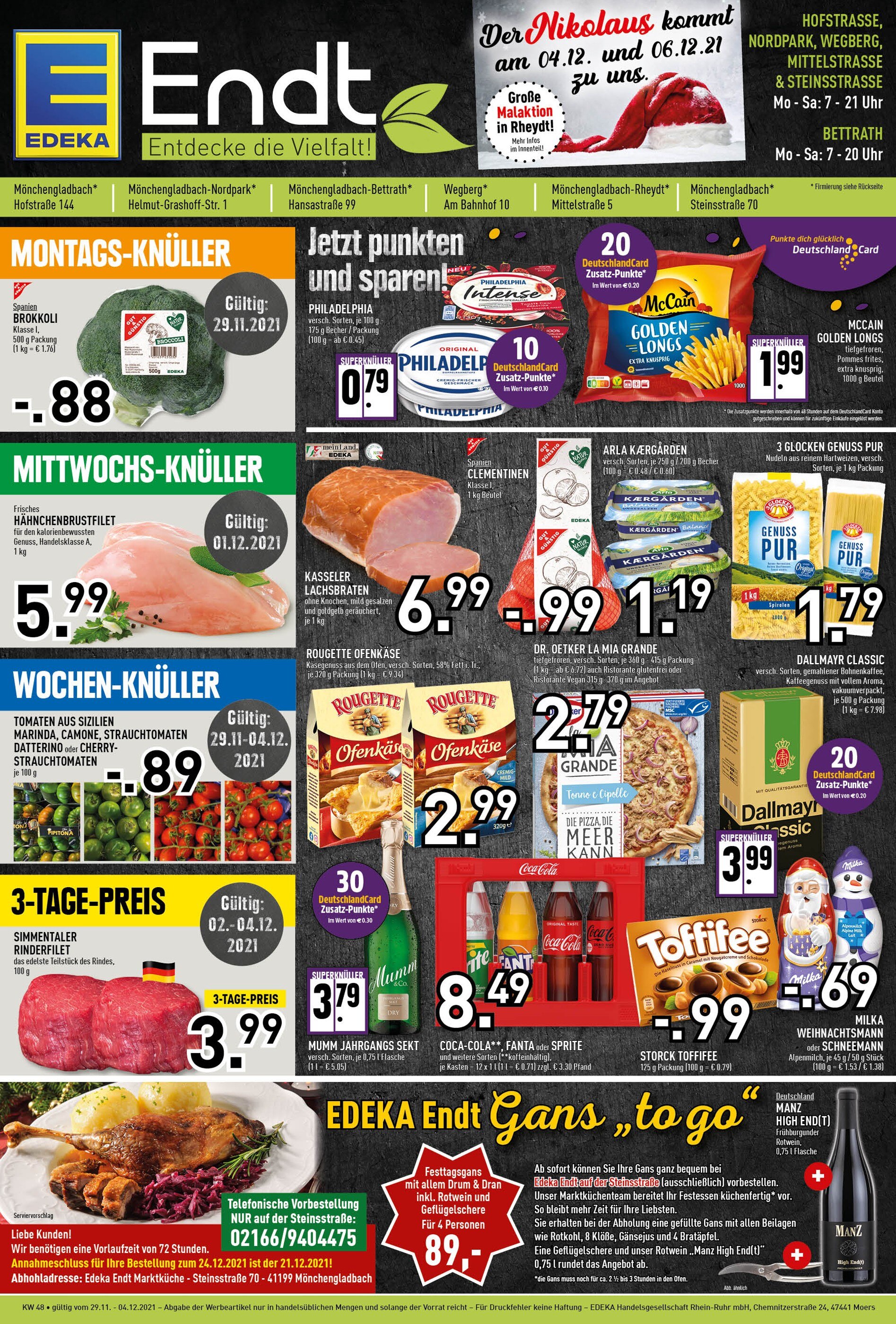 EDEKA Prospekt für Mönchengladbach mit 8 Seiten EDEKA Prospekt für Mönchengladbach: "Aktuelle Angebote", 8 Seiten, 29.11.2021 - 04.12.2021