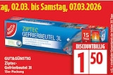 Ziptec-Gefrierbeutel 3l von GUT&GÜNSTIG für 1,50 € bei EDEKA im Angebot Ziptec-Gefrierbeutel 3l von GUT&GÜNSTIG im aktuellen EDEKA Prospekt