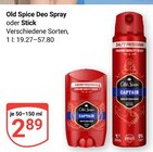 Deo Spray Angebote von Old Spice bei GLOBUS Salzgitter für 2,89 €