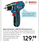 Akku-Schrauber „GSR 12V-15 Professional“ von Bosch für 129,99 € bei Hellweg im Angebot Akku-Schrauber „GSR 12V-15 Professional“ von Bosch im aktuellen Hellweg Prospekt