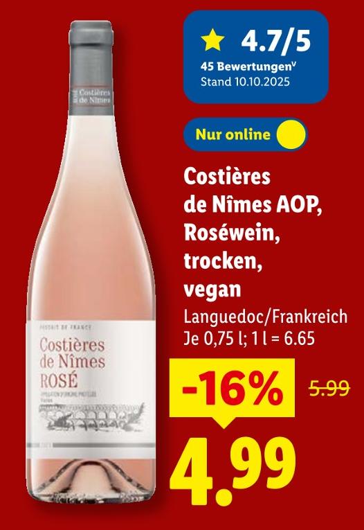 Costières de Nîmes AOP, Roséwein, trocken, vegan
