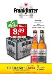 Getränkeland Prospekt für Fehrbellin mit 1 Seite Getränkeland Prospekt für Fehrbellin: Frankfurter, 1 Seite, 19.09.2022 - 01.10.2022