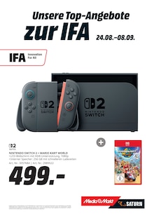 Nintendo Switch Angebot im MediaMarkt Saturn Prospekt, gültig von 24.08.2026 bis 09.09.2026 Nintendo Switch Angebot im aktuellen MediaMarkt Saturn Prospekt auf Seite 18