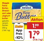 Feine Butter, Streichzart oder Joghurtbutter Angebote von Meggle bei Netto Marken-Discount Moers für 1,79 €