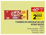 9 barres de chocolat au lait KitKat - Nestlé à 2,02 € dans le catalogue Supeco