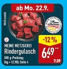 Rindergulasch im Angebot bei ALDI Nord in Recklinghausen Rindergulasch Angebote von Meine Metzgerei bei ALDI Nord Recklinghausen für 6,49 €