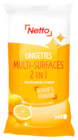 LINGETTES MULTI-SURFACES 2 EN 1 FRAICHEUR CITRON X40 - NETTO dans le catalogue Netto