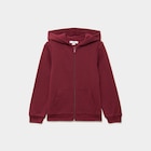 Promo Sweat zippé à capuche droit molleton bordeaux fille à 8,99 € dans le catalogue La Halle à Lavelanet