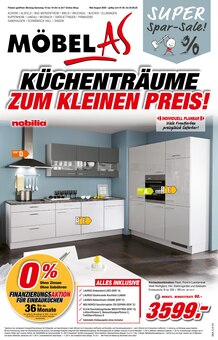 Kuchen im Möbel AS Prospekt "KÜCHENTRÄUME ZUM KLEINEN PREIS!" mit 18 Seiten (Karlsruhe)