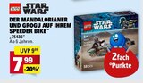 Star Wars Der Mandalorianer und Grogu auf ihrem Speeder Bike Angebote von LEGO bei E center Trier für 7,99 €